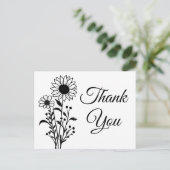 Carte Postale Sunflower Country Floral Mariage Merci (Debout devant)