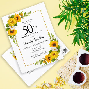 Carte Postale Sunflower Daisy 50e anniversaire de fête Invitatio