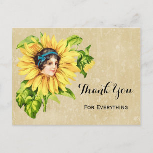 Carte Postale Sunflower d'été de la Dame de Victoria vintage ave