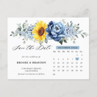 Sunflower Dusty Blue Peony Calendrier Enregistrer