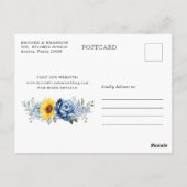 Carte Postale Sunflower Dusty Blue Peony Calendrier Enregistrer (Dos)