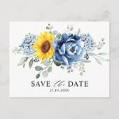 Carte Postale Sunflower Dusty Blue Slate Peony Enregistrer la da (Devant)