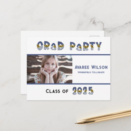 Carte Postale Sunflower et Denim Fille Photo Lycée (Devant/Arrière en situation)