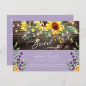 Carte Postale Sunflower et Lavender Bridal Rustic Douche (Devant / Derrière)