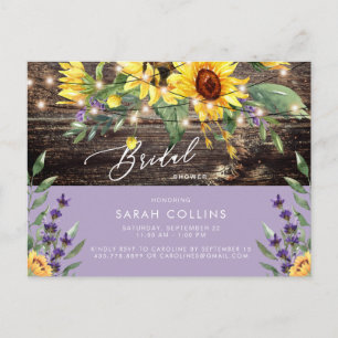 Carte Postale Sunflower et Lavender Bridal Rustic Douche 