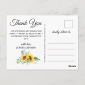 Carte Postale Sunflower Eucalyptus 3 PHOTO Merci de graduation (Dos)