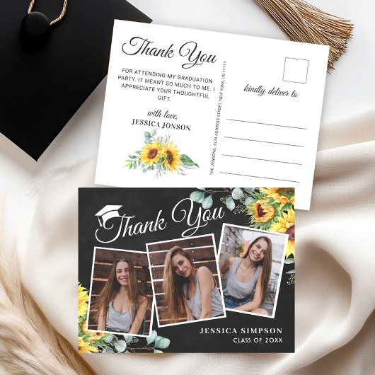 Carte Postale Sunflower Eucalyptus 3 PHOTO Merci de graduation