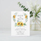 Carte Postale Sunflower Eucalyptus Wreath Wedding Enregistrer la (Debout devant)