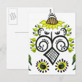 Carte Postale Sunflower Folk Motif par Alexandra Cook (Devant / Derrière)