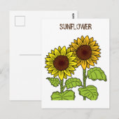 Carte Postale Sunflower jaune (Devant / Derrière)
