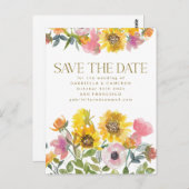 Carte Postale Sunflower Jaune Aquarelle Mariage Enregistrer La D (Devant / Derrière)