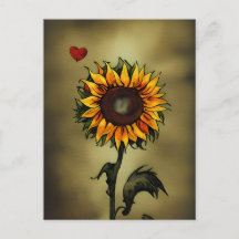 Sunflower Love | Aquarelle Tournesol et coeur