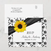 Carte postale Sunflower Mariage damassé RSVP (Devant / Derrière)