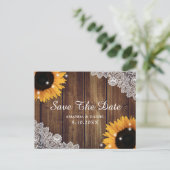 Carte Postale Sunflower Rustic Bois Dentelle Mariage Enregistrer (Debout devant)