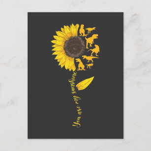 Carte Postale Sunflower Sunshine Cute Dinosaur Lover Trex Dino