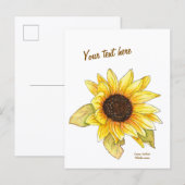 Carte Postale Sunflower watercolor customizable postcard (Devant / Derrière)