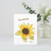 Carte Postale Sunflower watercolor customizable postcard (Debout devant)