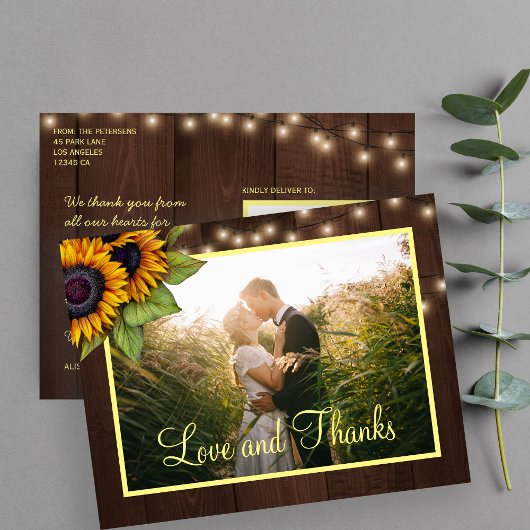 Carte Postale Sunflowers amour et merci mariage merci
