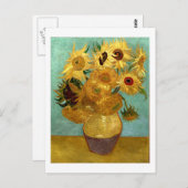 Carte Postale Sunflowers dans Vase Van Gogh Art (Devant / Derrière)