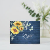 Carte Postale Sunflowers Eucalyptus Aquarelle Boho Mariage RSVP (Debout devant)