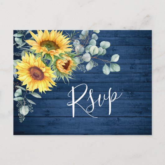 Carte Postale Sunflowers Eucalyptus Aquarelle Boho Mariage RSVP (Devant)