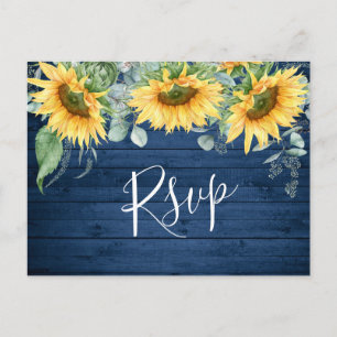 Carte Postale Sunflowers Eucalyptus Aquarelle Boho Mariage RSVP