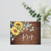 Carte Postale Sunflowers Eucalyptus Aquarelle Mariage RSVP (Debout devant)