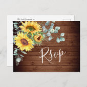 Carte Postale Sunflowers Eucalyptus Aquarelle Mariage RSVP (Devant / Derrière)