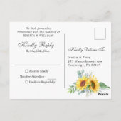 Carte Postale Sunflowers Eucalyptus Aquarelle Mariage RSVP (Dos)