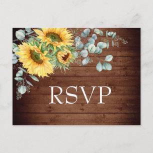 Carte Postale Sunflowers Eucalyptus Aquarelle Mariage RSVP