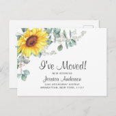 Carte Postale Sunflowers Eucalyptus Rustic Moving Faire-part (Devant / Derrière)