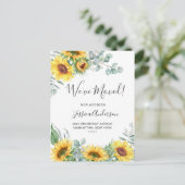 Carte Postale Sunflowers Eucalyptus Rustic Moving Faire-part (Debout devant)