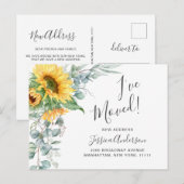 Carte Postale Sunflowers Eucalyptus Rustic Moving Faire-part (Devant / Derrière)