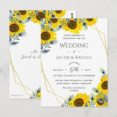 Carte Postale Sunflowers Green Gold Faire-part de mariage géogra (Devant / Derrière)