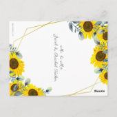 Carte Postale Sunflowers Green Gold Faire-part de mariage géogra (Dos)