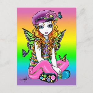 Carte postale "Sunny" Cute Rainbow Butterfly Fairy