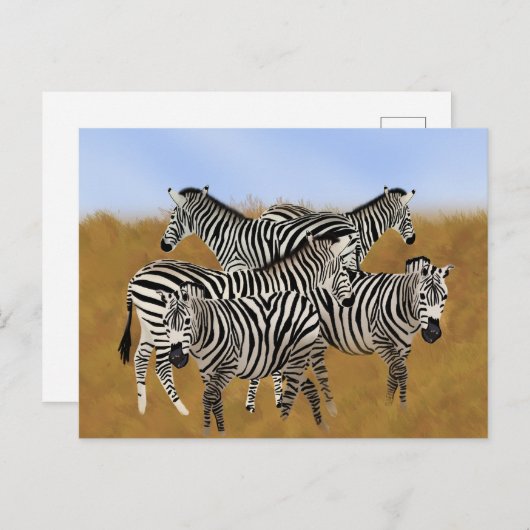 Carte Postale Sunny Serengeti Zebra | Safari pour la faune afric (Devant / Derrière)