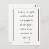 Carte Postale Sunny Smile Poème Inspirationnel F. Scott Fitzgera (Devant / Derrière)