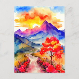 Carte Postale Sunrise Colorée Mountain Wall Art