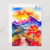 Carte Postale Sunrise Colorée Mountain Wall Art (Devant / Derrière)