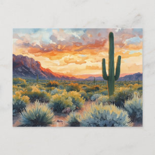 Carte Postale Sunrise du désert du sud-ouest avec Saguaro Cactus