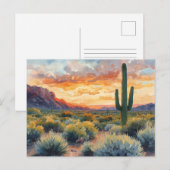 Carte Postale Sunrise du désert du sud-ouest avec Saguaro Cactus (Devant / Derrière)
