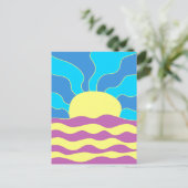 Carte Postale Sunrise et Waves Art Abstrait (Debout devant)