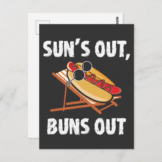 Carte Postale Suns Out Buns Out Funny Hot Chien nourriture Amour (Devant / Derrière)
