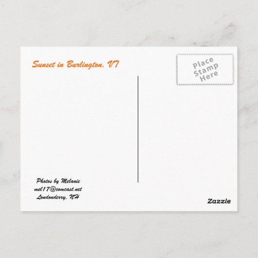 Carte postale Sunset (Dos)