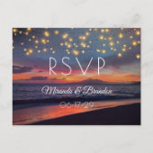 Carte Postale Sunset Beach Chaîne Lumières Mariage été RSVP (Devant)