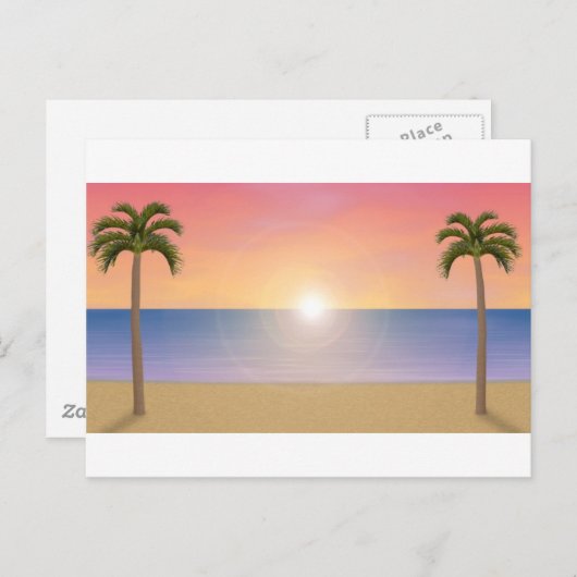 Carte Postale Sunset Beach Scene : (Devant / Derrière)