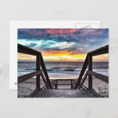 Carte Postale Sunset Beach Vue de Rustic Wood Deck (Devant / Derrière)