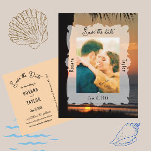 Carte Postale Sunset Beach Wedding Photo Enregistrer la date