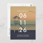 Carte Postale Sunset Beach Wedding Save the Date  (Devant / Derrière)
